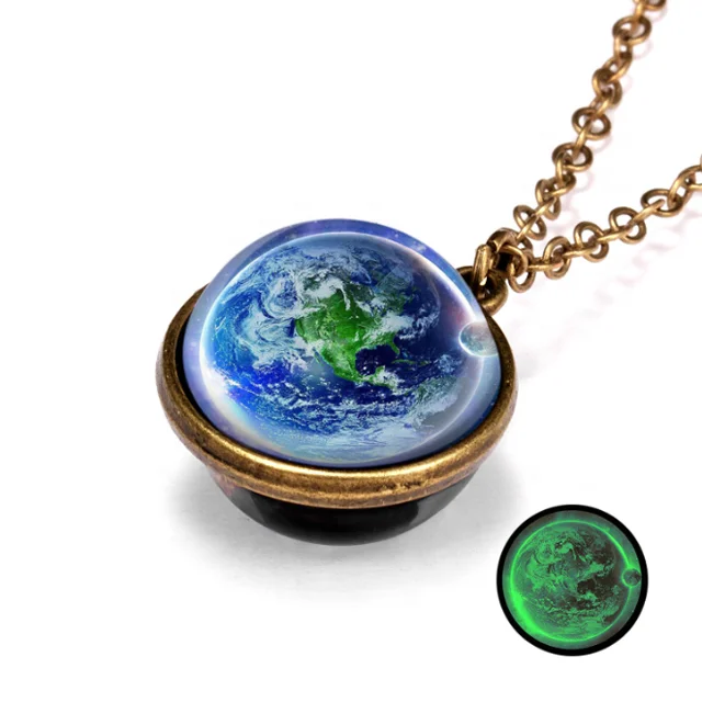 Luminous Glow In Dark Moon Pendant Space Star Galaxy Universe Necklaces