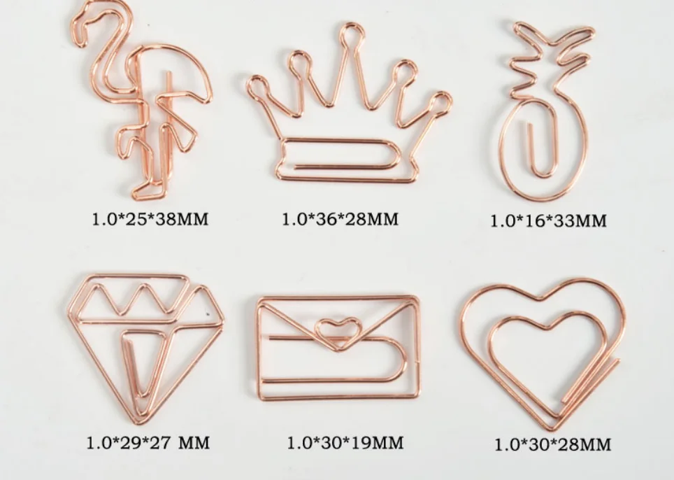 Yes shape paper clips LOVE letter metal rose gold paper clip for files folder