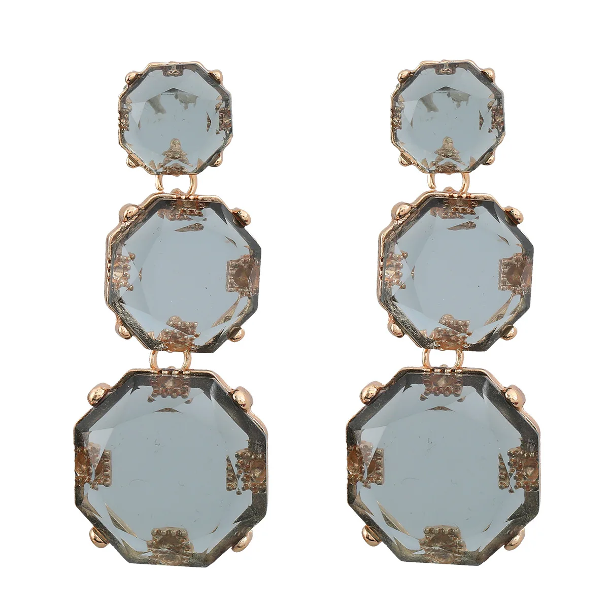 Earrings alloy resin earrings Female octagon geometric long exaggerated party accessories wholesale