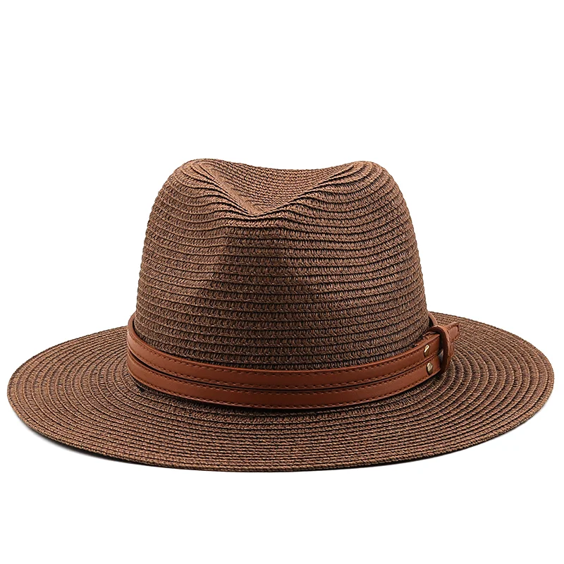 54-58-60CM Womens Summer Panama Straw Hats Wide Brim Straw Beach For Men Fashion UPF UV Fedoras Cap Travel Casual Sunshade Hats
