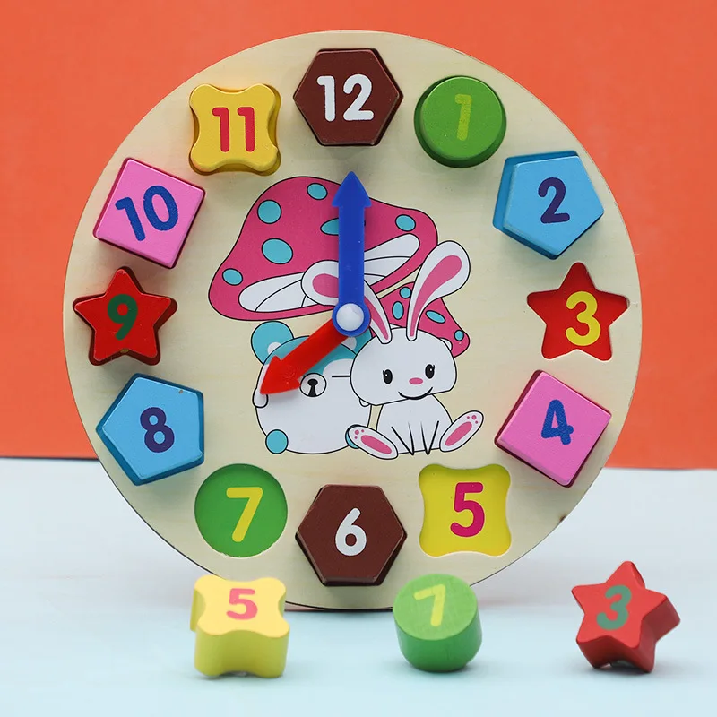 Wholesale Wooden Multifunctional Rainbow Digital Clock Alarm Cognitive Toy High Quality Learning Early Educational Puzzle Toys