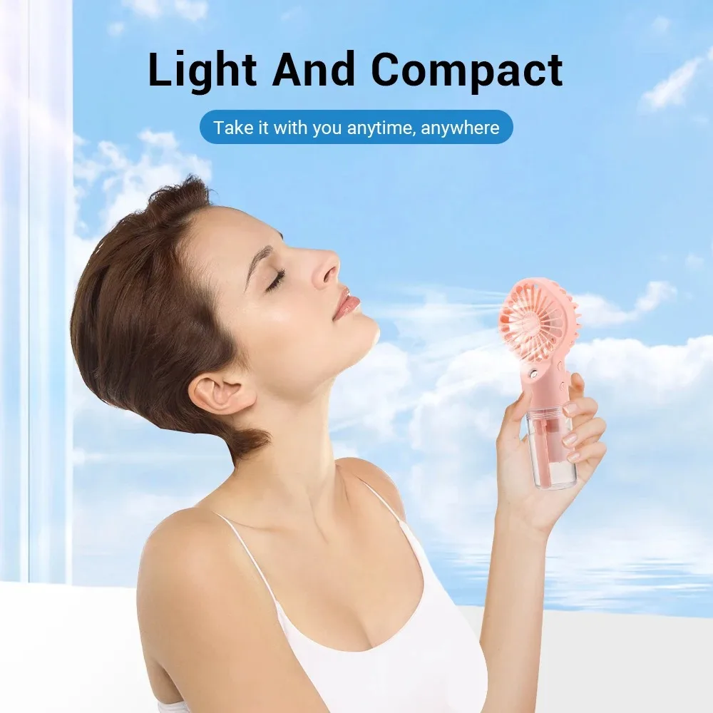 Custom Logo Portable Mini Handheld Fans with Humidifier Rechargeable Outdoor Spray Cooling Hand Held Fan table fan
