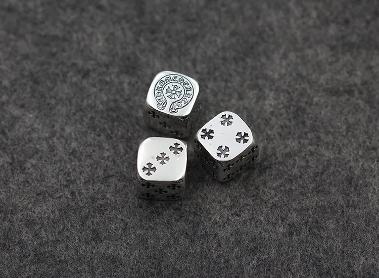  Silver sieve dice Fun accessories Luxury office ornaments Cross solid bar screen Thai silver