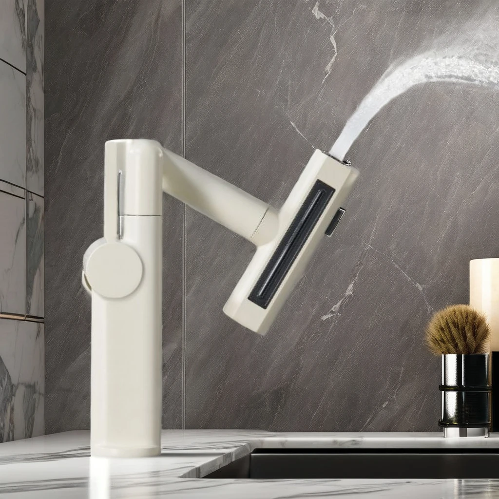 Universal Multi-Functional Brass Swing Arm Basin Faucet Hot Cold Water Shower Dish Bathroom Faucet Ceramic Valve Core Outdoor