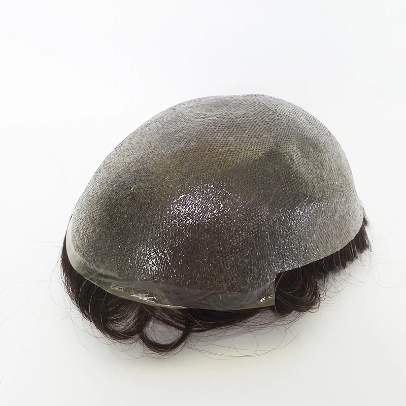 Ultra Thin Skin 0.02-0.04mm V-loop light density , 100%Real Human Hair mens toupee