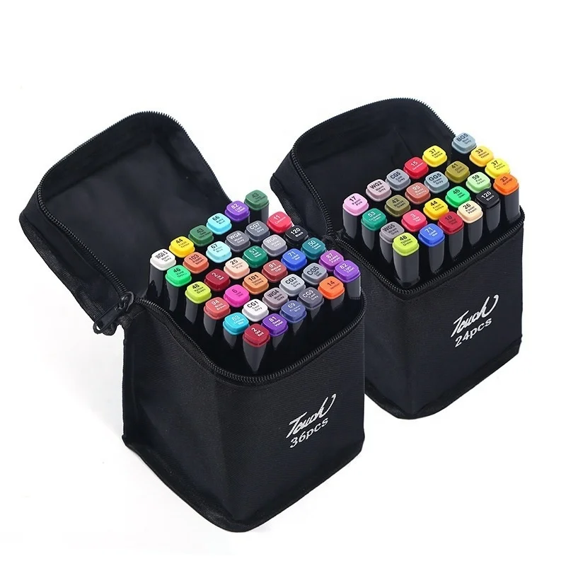 Wholesale Children Water-Based 24 36 48 80 Colors Oily Bag Painting Marker Double-Headed Alcohol Permanent Marker Pen