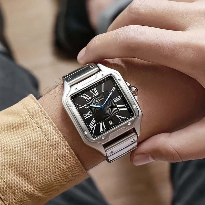 Skeleton Mechanical Hand Wind Wrist Watch Men Crystal Special Hollow Business Dress Clock Male Watch