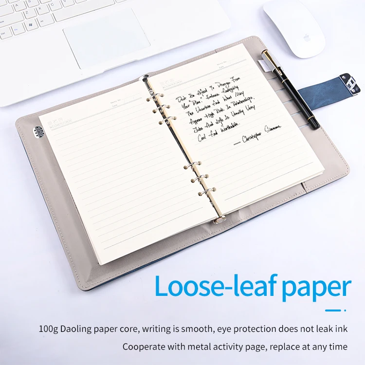 Smart diary notebook with fingerprint lock wireless charger power bank diary pen drive smart power bank notebook
