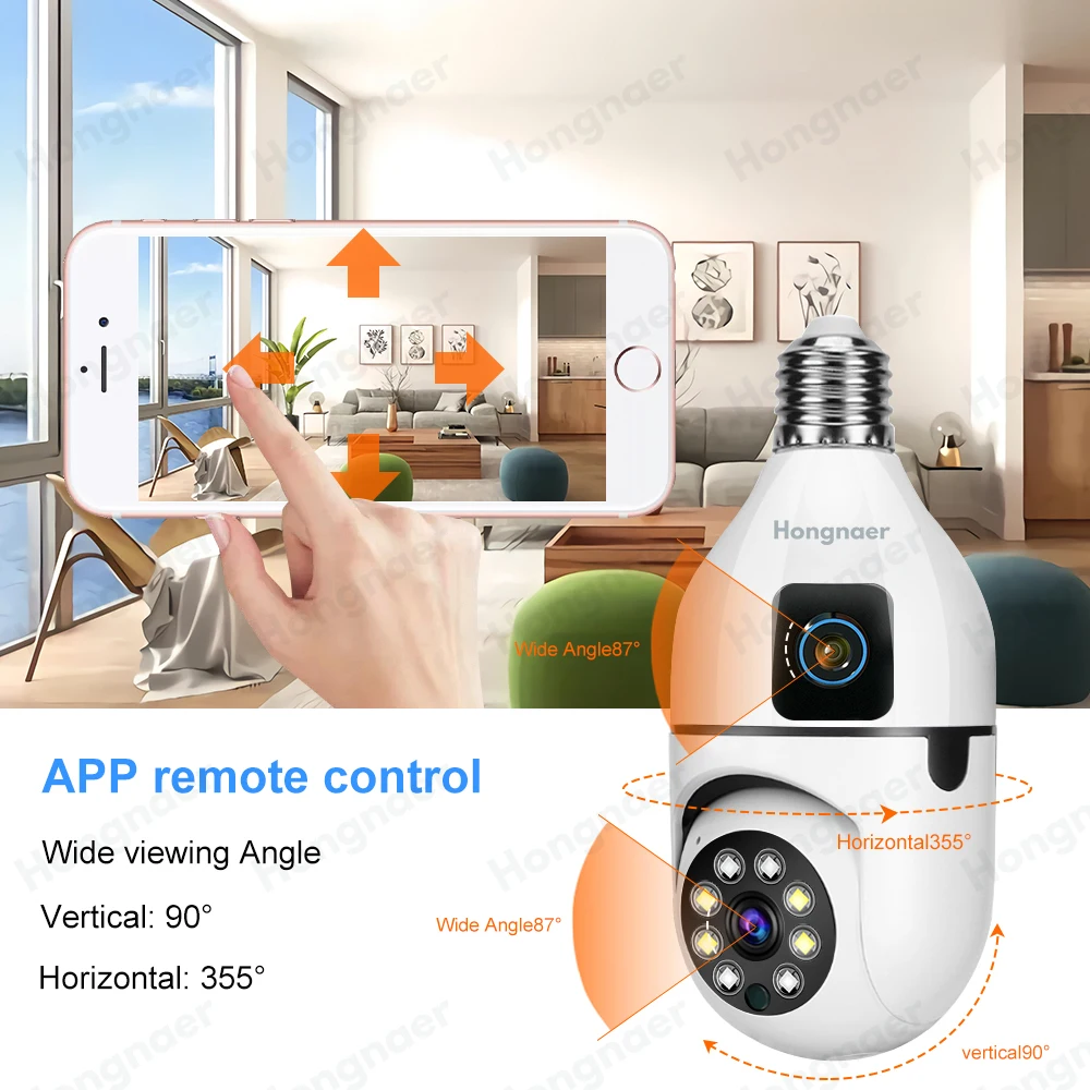 2MP WIFI Light Bulb Camera 360 Wireless Security IP Camera V380 Dual Lens E27 Bulb Surveillance CCTV Camera