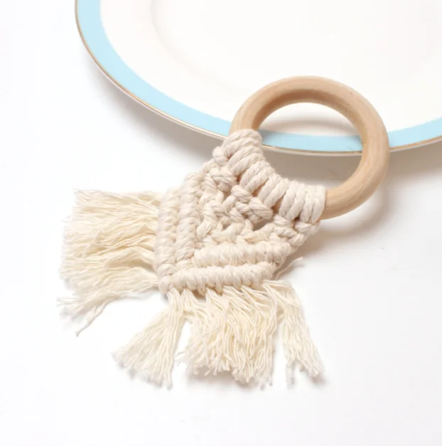 Wholesale table decorate weave cotton rope buckle tassel napkin ring