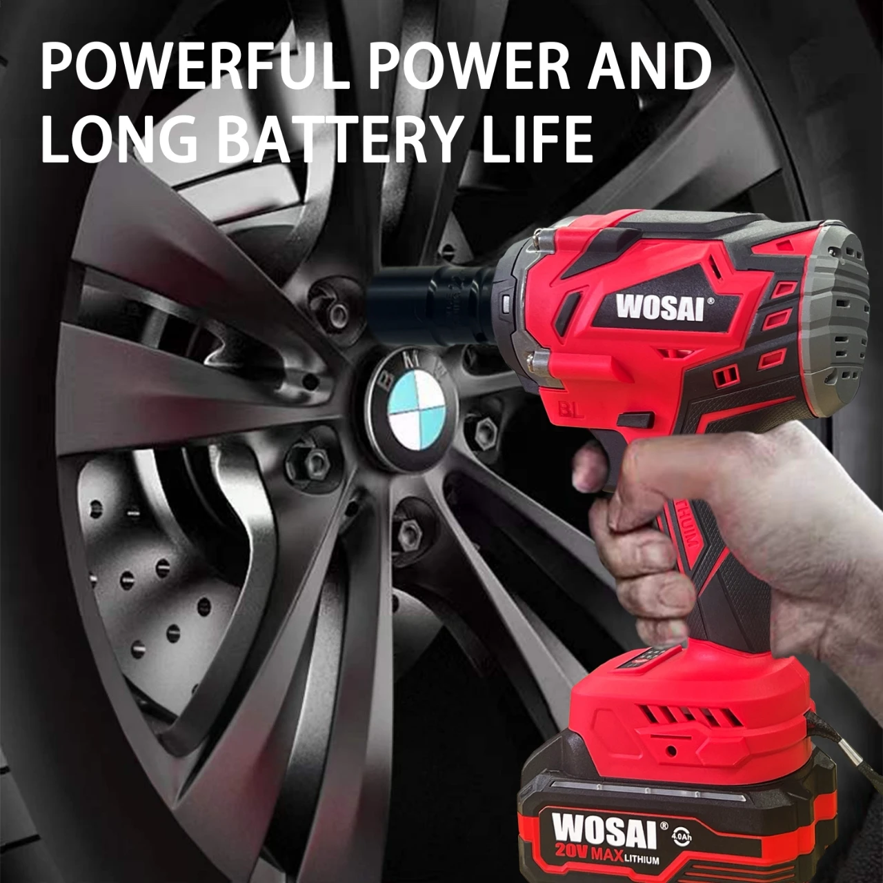 WOSAI Fast Charger Power Cordless Impact Wrench 1/2 Max Torque 850 Power Impact Wrenches With Li-Ion Battery