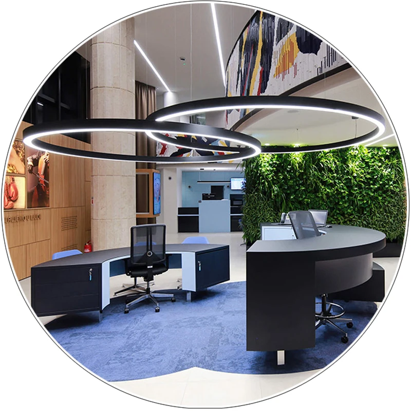 Modern Indoor Circle LED Hanging Light High Luminous Flux  Ring Linear Chandelier Pendant Light for office Hotel