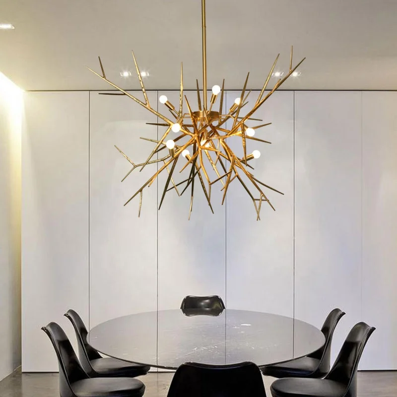 HITECDAD luxury vintage retro design brass color decorative led chandelier light hotel villa brass nordic chandelier