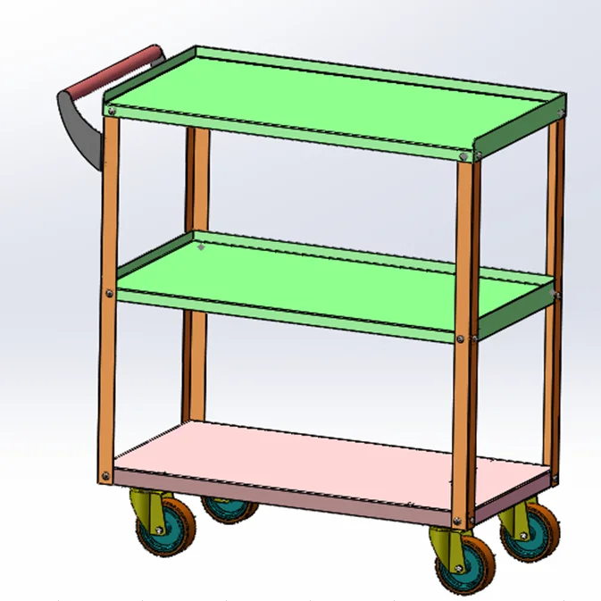 Factory Direct Heavy Duty Stainless Steel Detachable 3-tier Troley Cart Trolley Cart