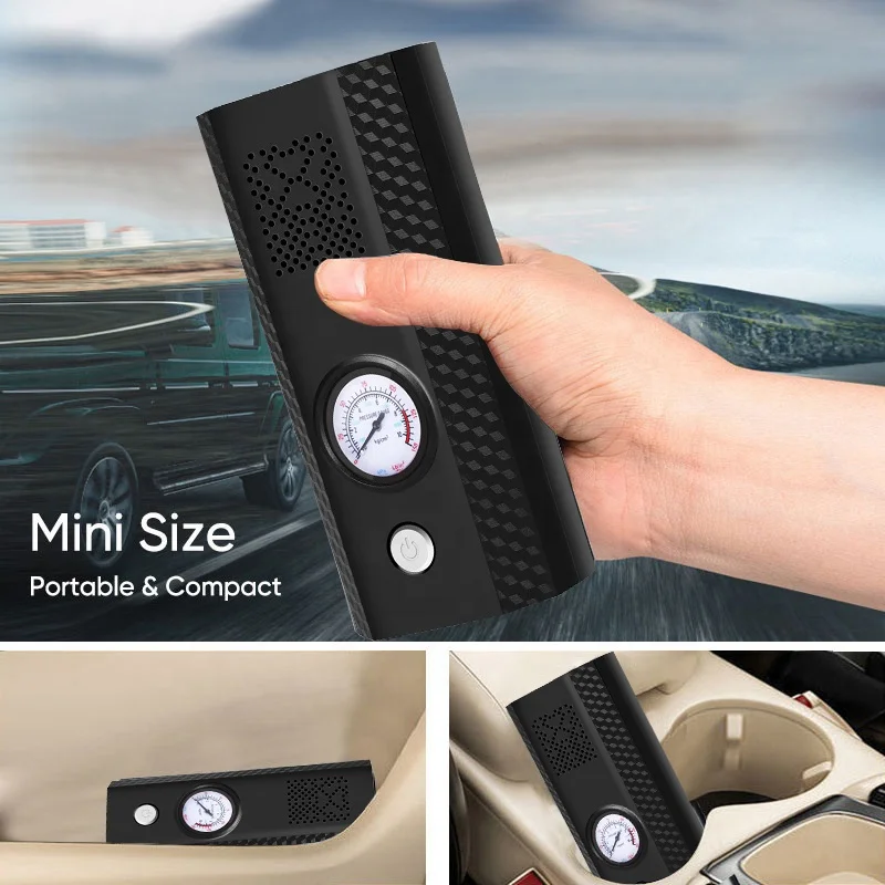 Tire Inflator Portable Air Compressor 12V Mini Electric Auto Tire Pump with Pressure Gauge LED Light for Car Tires Bicycle Ball