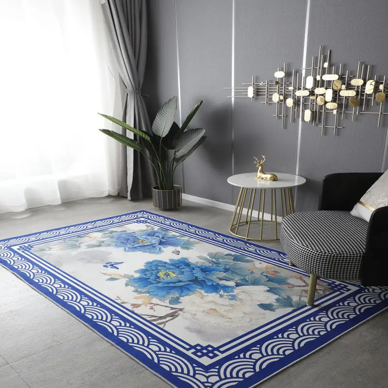 Chinese Style carpet living room mat factory manufacture bedroom crystal velvet 3d digital printing floor carpet