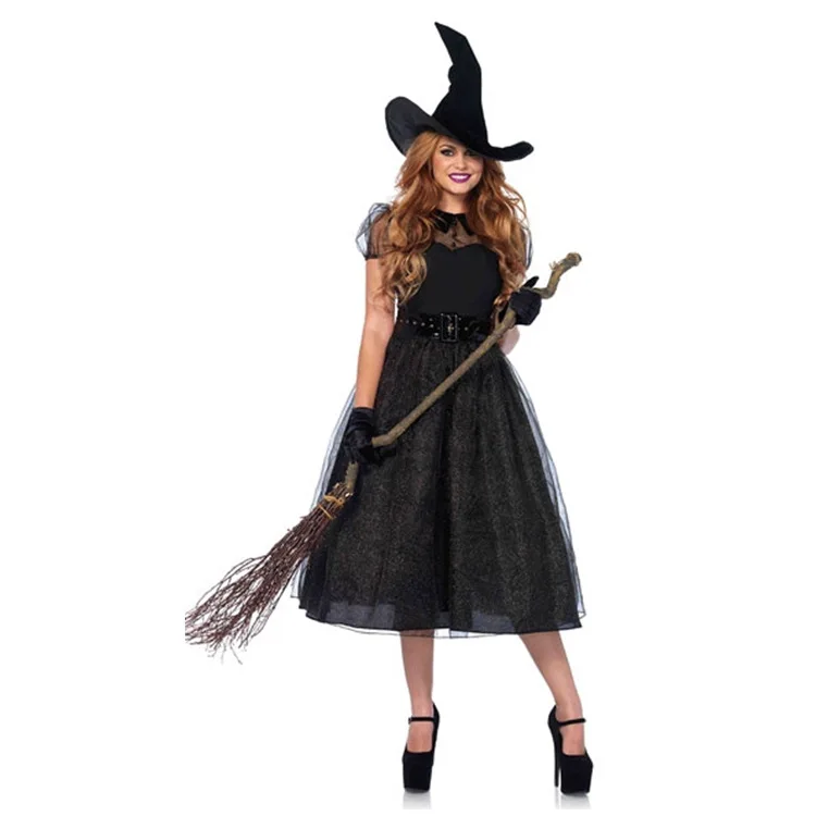 Adults Halloween Costume Cosplay Club Party Witch Outfits Hat Dress Glove Belt Women Halloween Clothes Suit