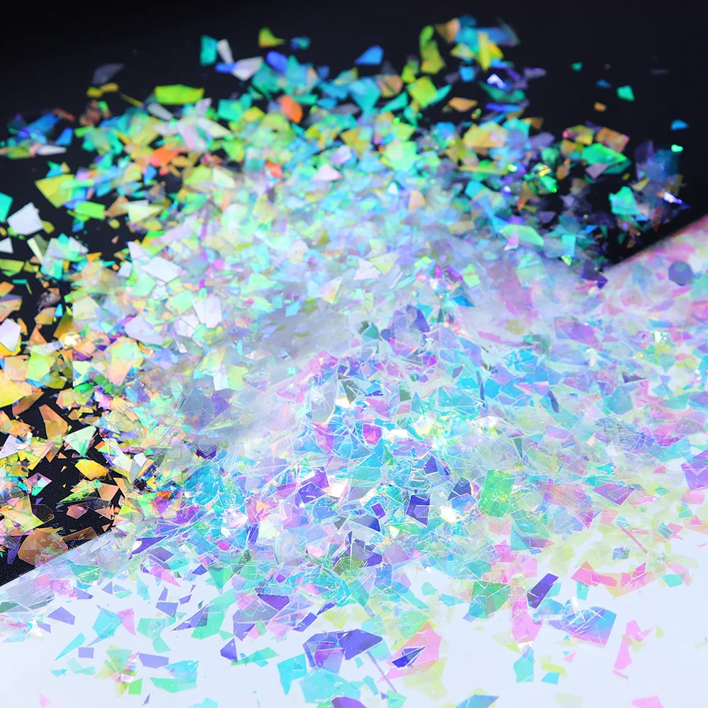 TSZS 12 Grids AB Mermaid Nail Sequins Shiny Ultra Thin Aurora Irregular Cellophane Fragments Symphony Cloud Brocade Nail Sequins