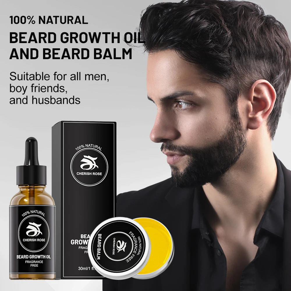 Organic Beard Care Private Label Factory OEM Beard Oil Growth Fast Nourishing 100% Pure Natural Beard Growth Balm Kit for Men