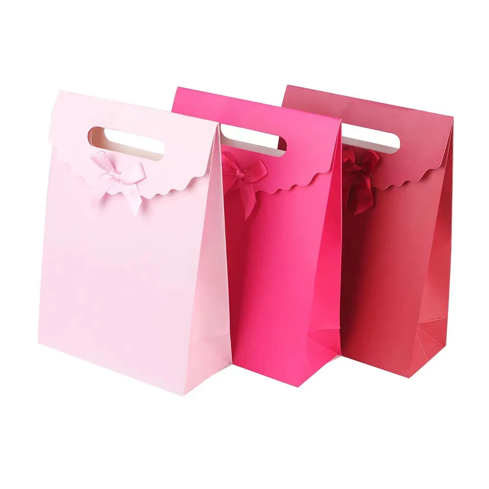 Personalized Custom Kraft Square Bottom Flap Paper Gift Bags With Handles Bulk