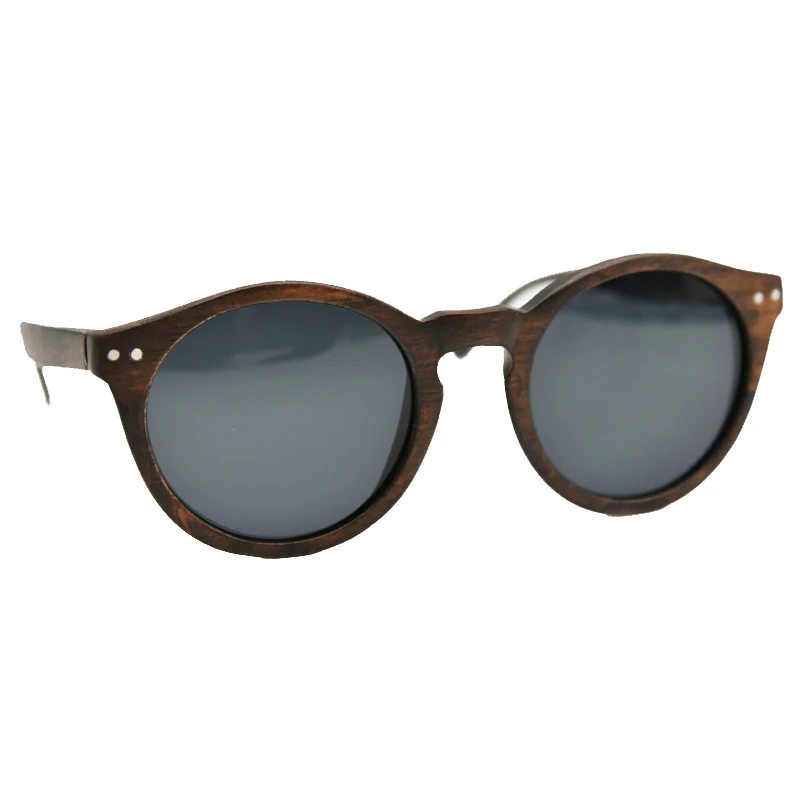 Du Mu Wood Sunglasses Bamboo Case UV400 Polarized Lens Fashion Brand New Round Wooden Sunglasses