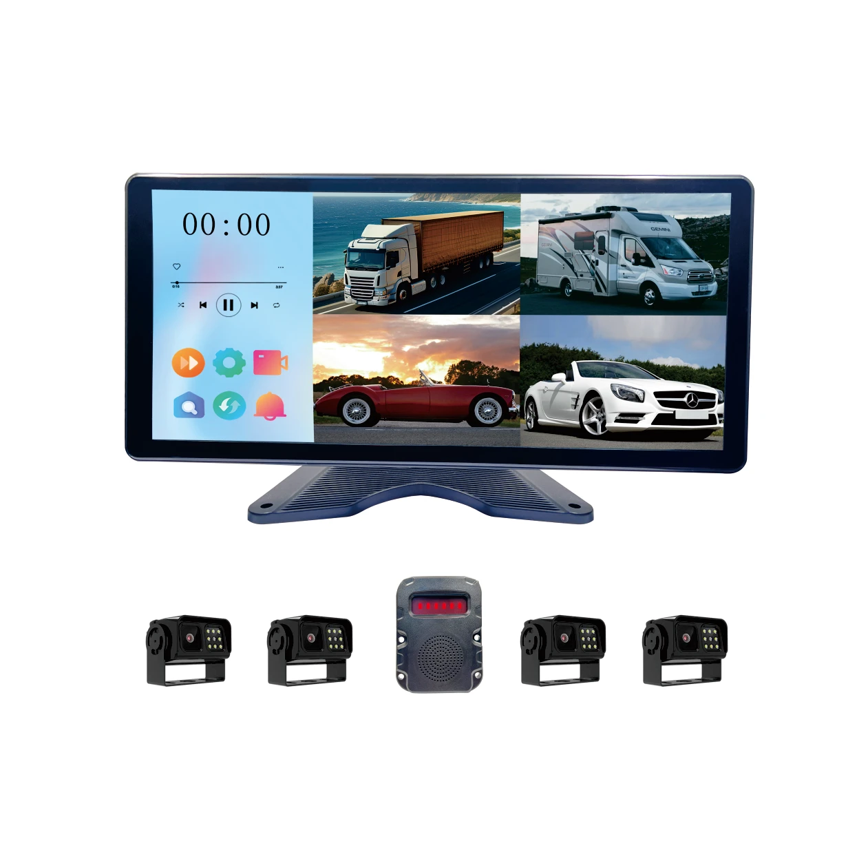 10.36 inch HD Quad View system 4CH of car truck vehicle backup side motion detect alarm parking reverse camera monitor