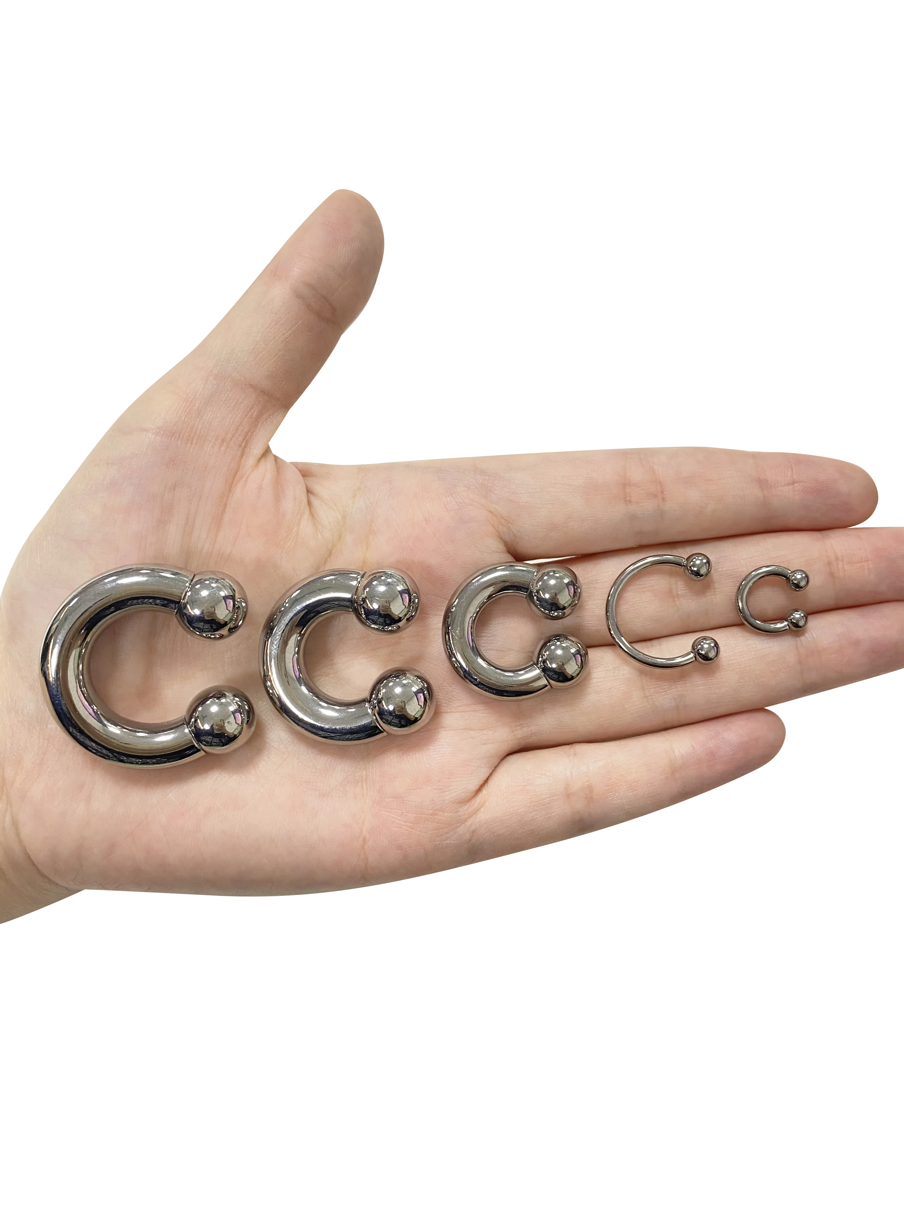 Simple G23 Titanium High Polished Internal Thread Curved Barbell Horseshoe With Balls Hinged Segment Hoop Rings CBR Jewelry