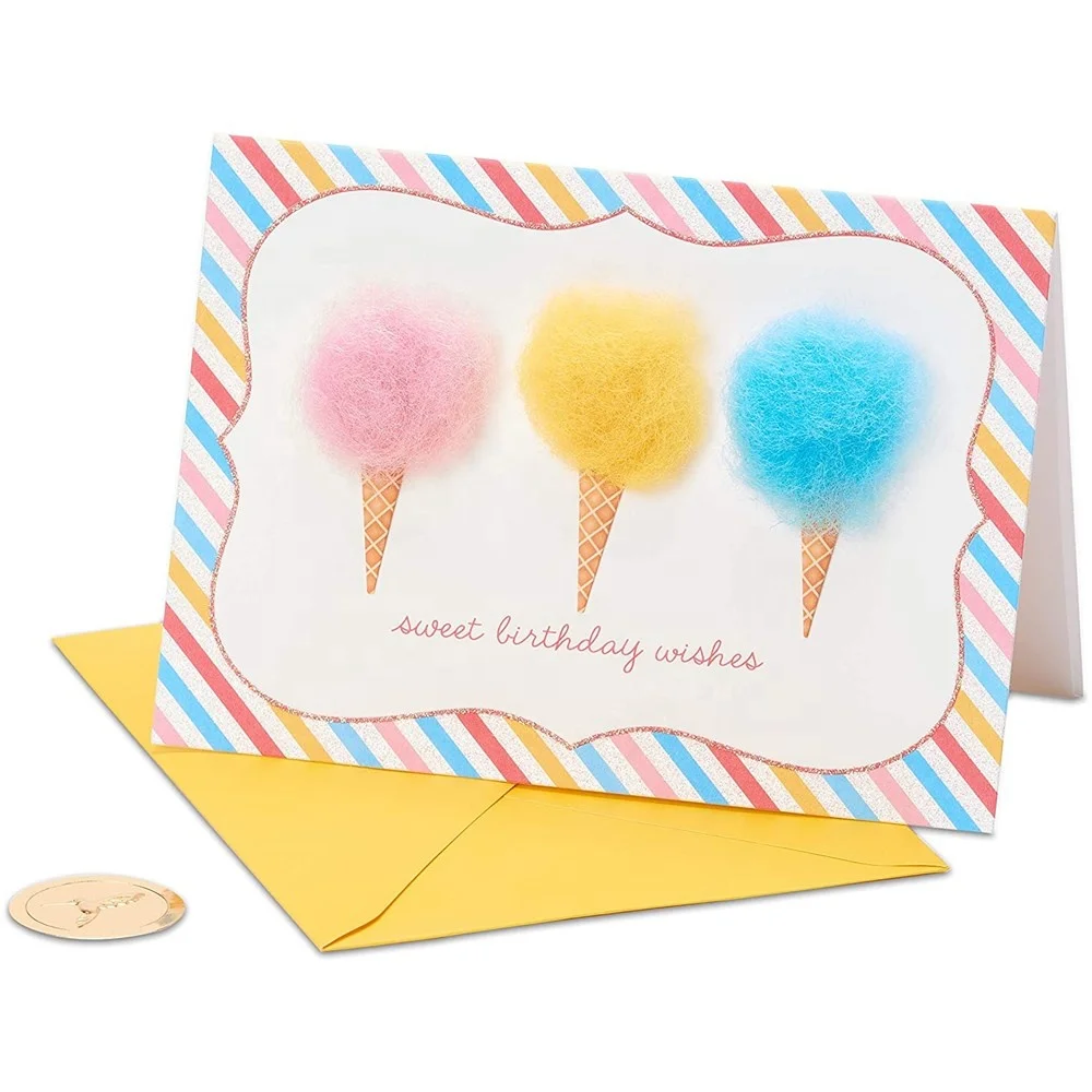 Красочное бумажное приглашение на заказ, Свадебный Маленький 5*7 дюймов, милая хлопковая конфетная карта на день рождения, Свадебный конверт, Подарочная открытка