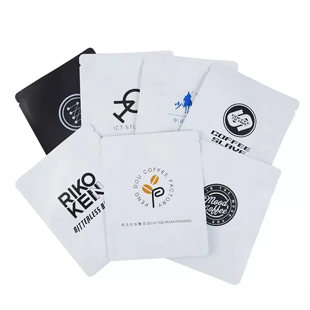Customized Printed Coffee Envelopes Aluminum Foil Three 3 Side Seal Bag Drip Coffee Bag Packaging With Logo