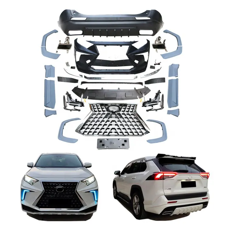 Suitable For Toyota RAV4 2019 2020 2021 refit upgrad For Lexus GX wide body kit Front Rear Bumper Side skirt tail throat Grille