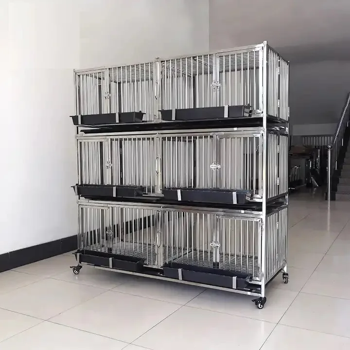High Quality Stainless Steel New Silver Animal Birds 3-layer Pigeon Coop with Pigeon Accessories