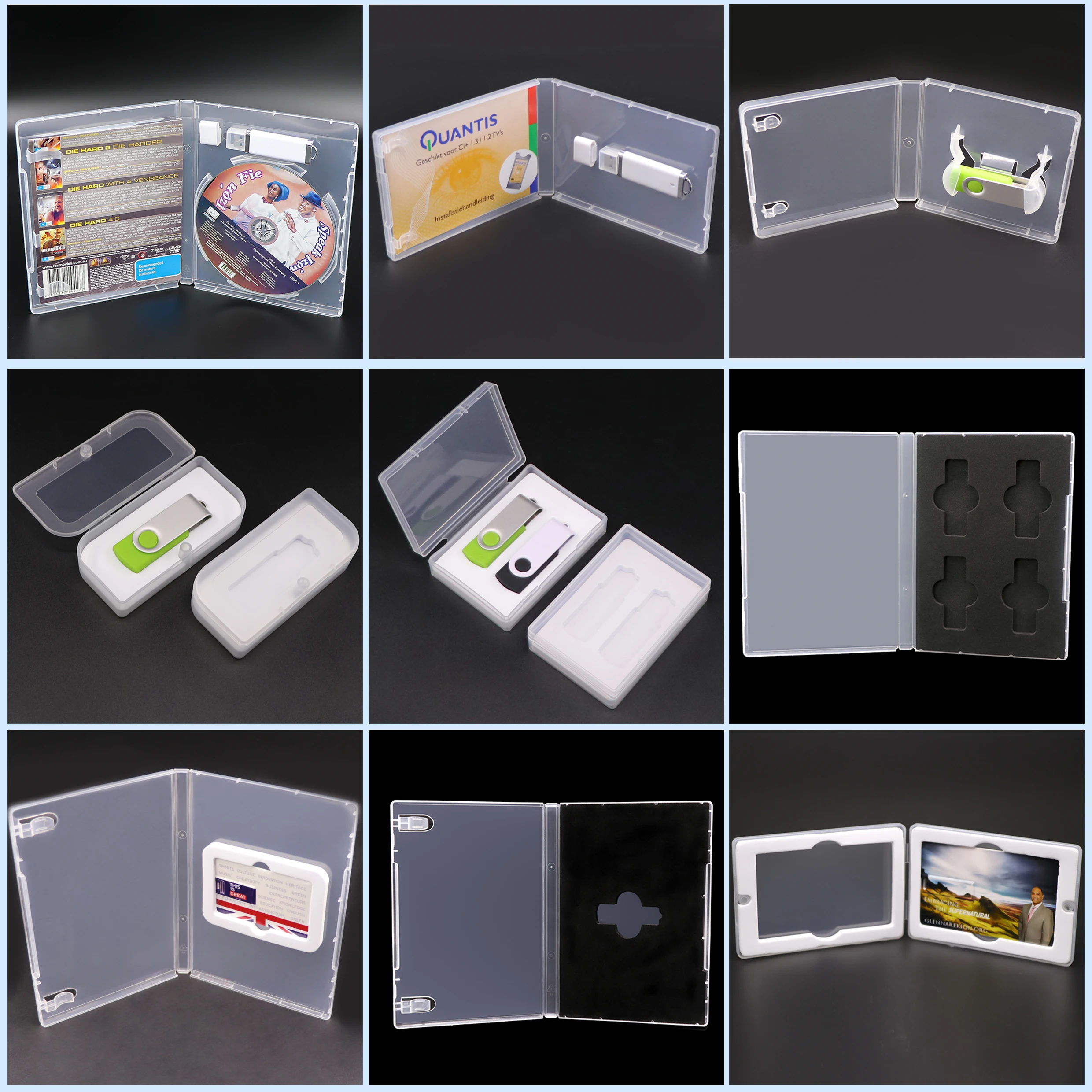 SUNSHING Transparent Clear USB Flash Drive Boxes 1 2 3 USB-Stick Box USB & DVD Packaging Pendrive Protector Case