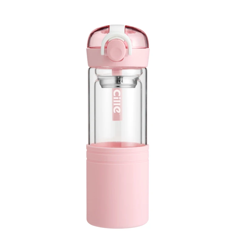 Лидер продаж стеклянная детская Милая школьная герметичная Изолированная портативная бутылка для воды с логотипом под заказ