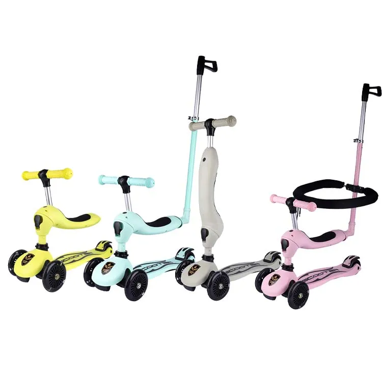 Kids Foldable Scooter Cycle Balance Bike 3 In 1 Push Bar 5 In 1 Cheap Kick Scooter Child Toy Kids Scooter 3 Wheel With Seat