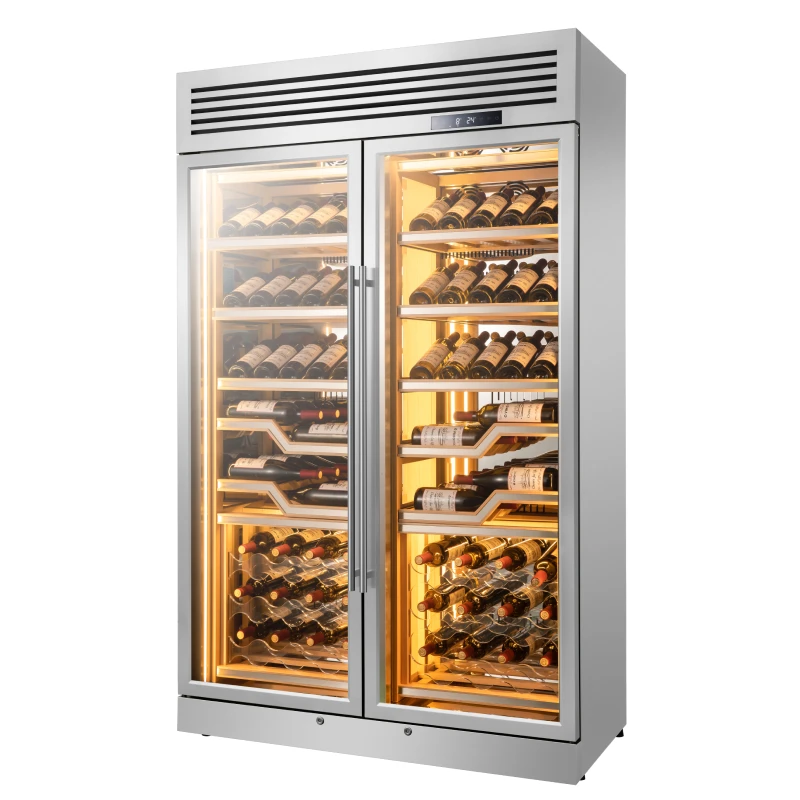 Vinopro Single Zone Electric Compressor Wine Cooler 800L 112 Bottles  Glass Door Household Wine Fridge 3 Shelf for options