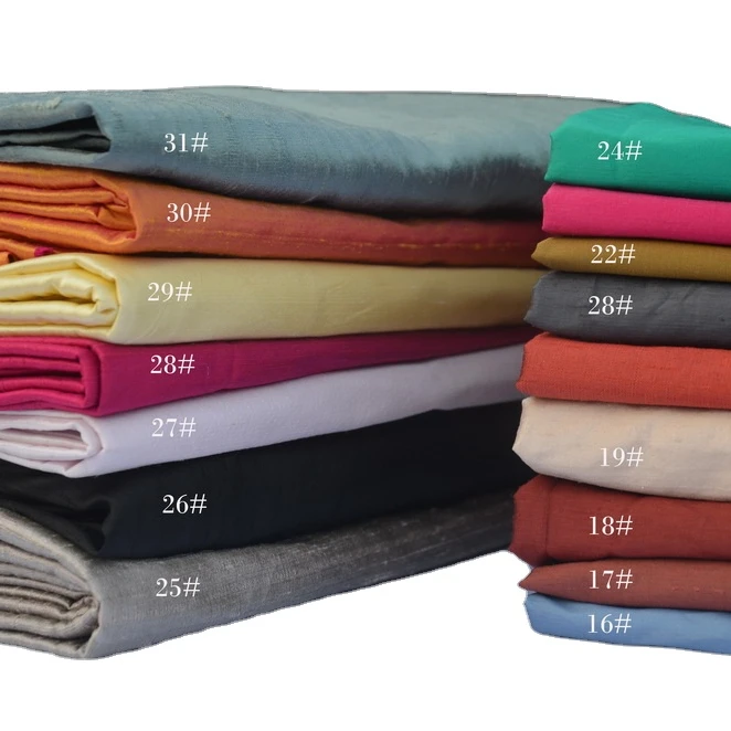 
100%silk pure high end doupion colorful cloth handmade fabric cloth tess wide color raw silk thai silk 