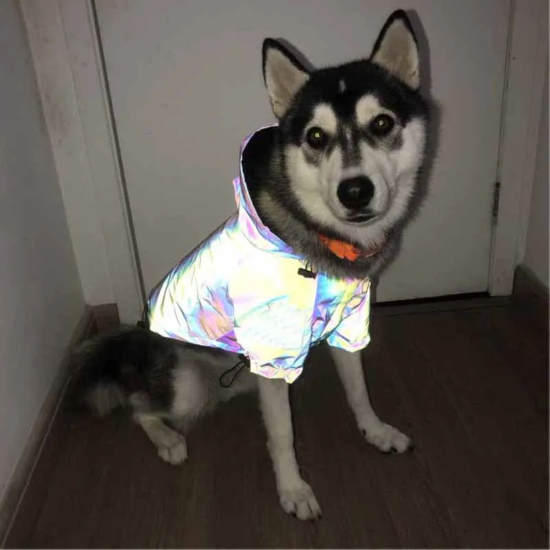 manufacturer direct sale high visible small pet puppy dog fashion iridescent color light reflective jacket clothing apparel