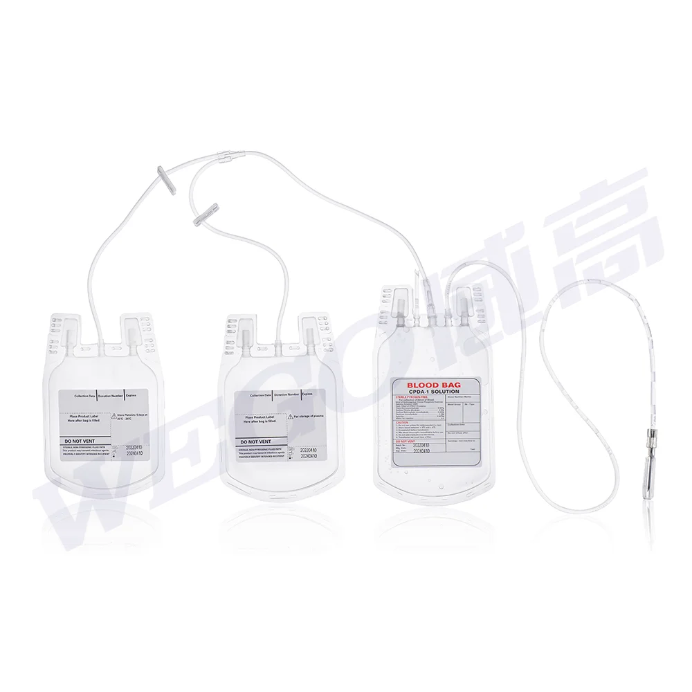 Single Double Triple Quadruple 300ml 500ml 450ml Blood Collection Transfer Medical Blood Bags