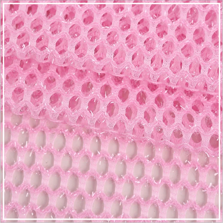 Home textile custom colors 100% polyester lightweight air net cloth lurex sandwich mesh fabric