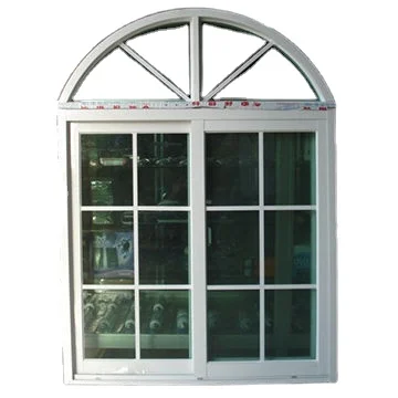 Simple design UPVC/PVC sliding window half round arch windows with arch top