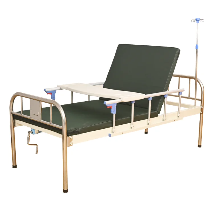 Economic Adjustable Medical Manual Hospital Bed Single Function Stainless Steel Furniture with Mattress at a Competitive Price