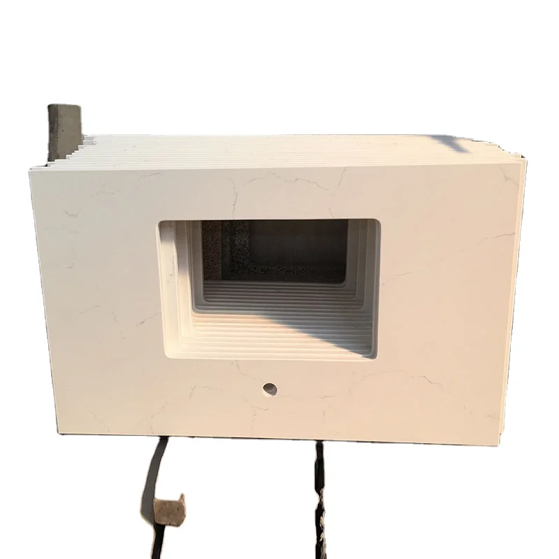 SX154 White Color Waterfall Edge Quartz Vanity tops