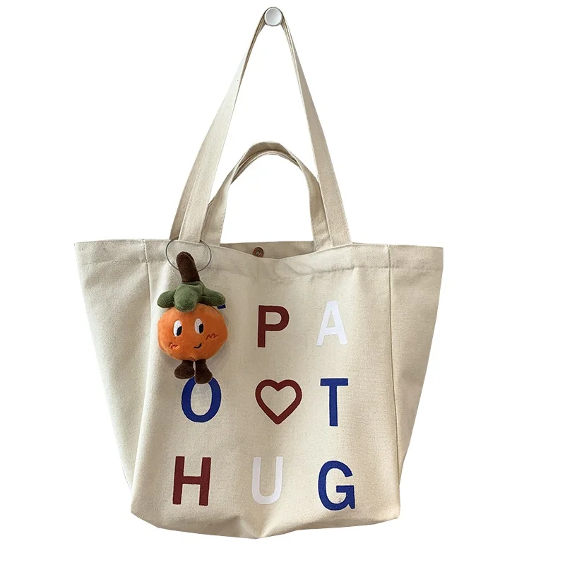 New Korean Canvas Bag Female Class College Student Large Capacity Book Tote Bag One Shoulder Canvas Bag