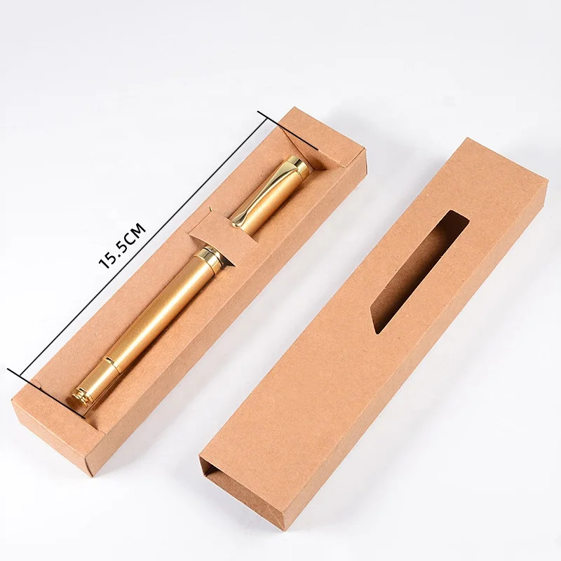 Wholesale Eco-friendly Custom Cheap Black White Kraft Paper Gift Pen Packaging Box for School Pen