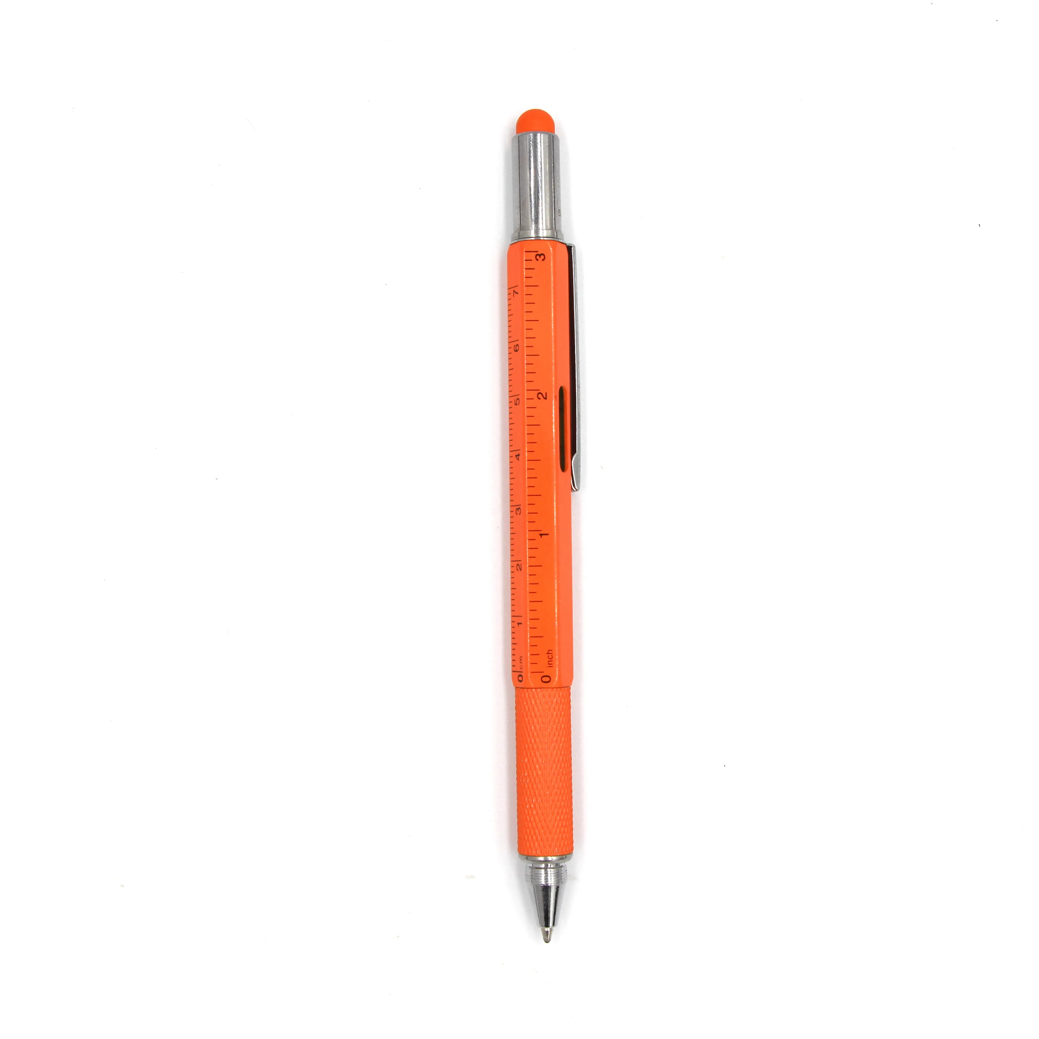 Promotional Tool Pen with Custom Logo 6 in 1 Metal Pen Screwdrivers Ruler ballpoint Stylus Level