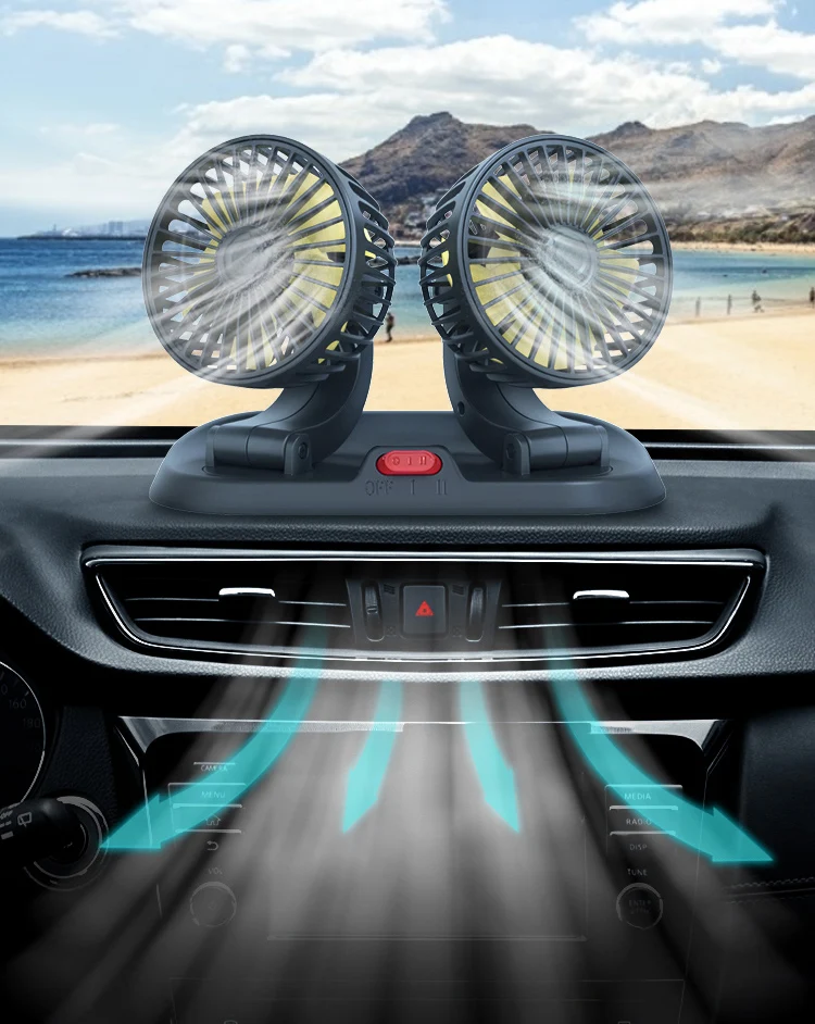 Car fan  12V 24V USB truck air fan cooling universal  interior accessories 12 volt fan rv suv 2022 new Dual dashboard