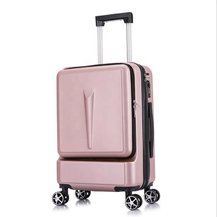Front laptop compartment design suitcase cabin trolley luggage abs pc suit case