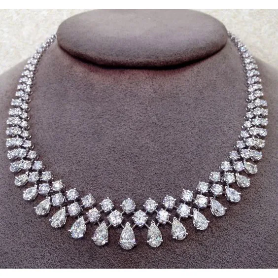 Luxury Women Wedding Jewelry Necklace Chain Cubic Zircon CZ Diamond Pearl Antique Choker Necklaces