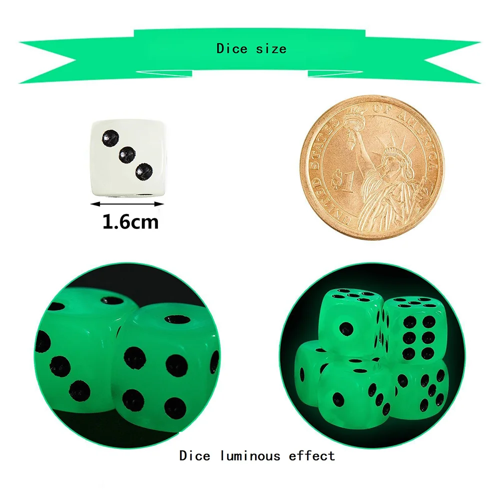 AYPC Wholesale Funny Acrylic 16MM 6 sides black spot 1Dices in 1Pair Adult Couple Game Glow in the Dark Sexy Luminous Dice Game