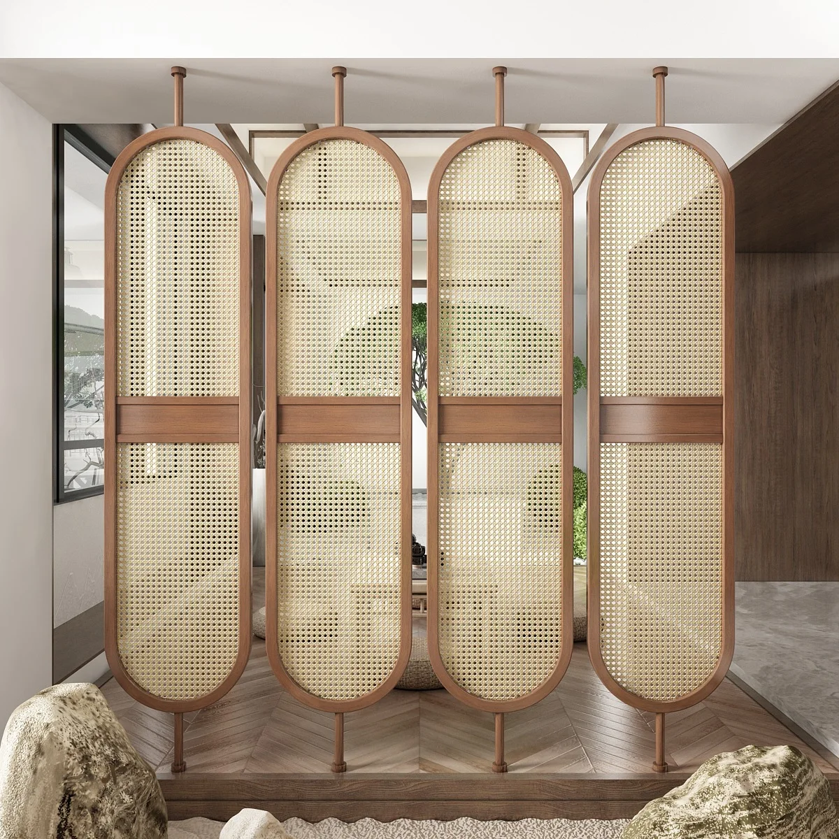 Скандинавский креативный ротанговый напольный экран dreamhaus из твердой древесины, Современная перегородка для гостиной, входа, прихожей, крыльца